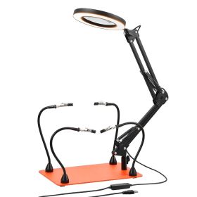 VEVOR Magnetic Helping Hands Soldering Station, 4 Flexible Arms Third Hand Tool with 3X LED Magnifying Lamp & Non-Slip Heavy-Duty Base