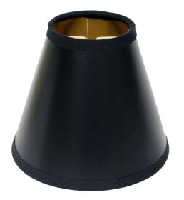 Hardback Chandelier Lampshade with Flame Clip (Set of 6), Black Animal Hide Lampshade with Gold Lining for Table Lamps, 3" Top x 4" Bottom x 4" H