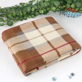 Blancho [Scotch Plaids -Brown/White] Soft Coral Fleece Throw Blanket (59 by 74.8 inches)