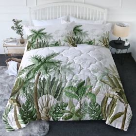 3pcs Coconut And Banana Leaf Pattern Comfortable Duvet Cover Set, Double Bed Minimalist Style, Including 1 Duvet Cover And 2 Pillowcases (Option: King-white)